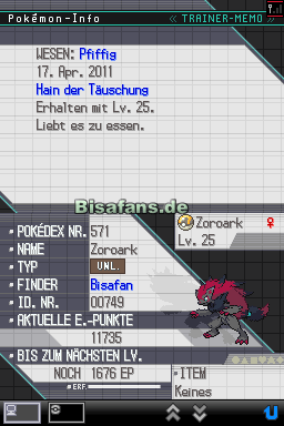 Zoroarks Pokédex-Daten