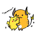 Umarmung: Pikachu und Raichu