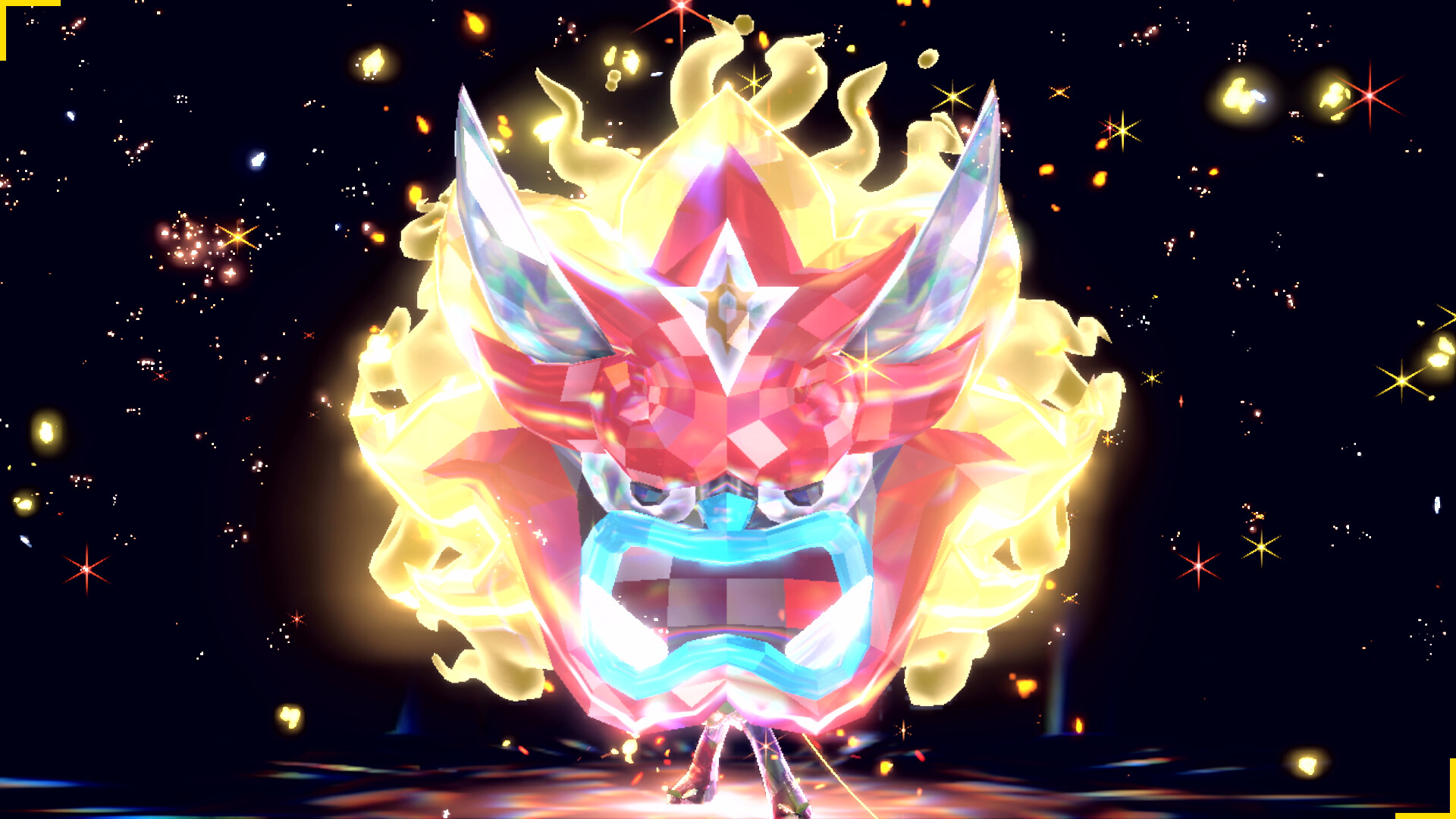 Screenshot von terakristallisiertem Ogerpon mit Ofenmaske Screenshot von terakristallisiertem Ogerpon mit Ofenmaske