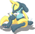 Kniehochpose-Pose von Lucario