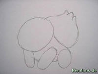 Zeichenkurs Bisasam mit Togepi - Schritt 1