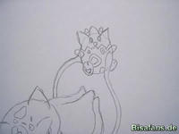 Zeichenkurs Bisasam mit Togepi - Schritt 9