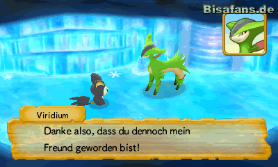 Viridium und Emolga vertragen sich nach all den Abenteuern Viridium und Emolga vertragen sich nach all den Abenteuern