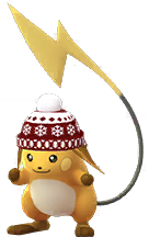 Raichu mit Wintermütze