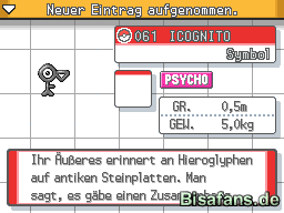 Der Pokedex-Eintrag zu Icognito