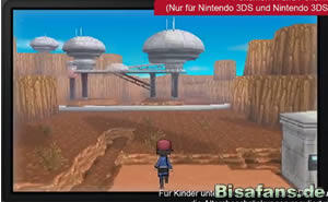 Links ist der weibliche Held zu sehen und rechts eine Wüstengegend. Links ist der weibliche Held zu sehen und rechts eine Wüstengegend.