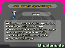 Die Manaphy-Mission wird über einen Storyinfo-Bildschirm gestartet. Screenshot