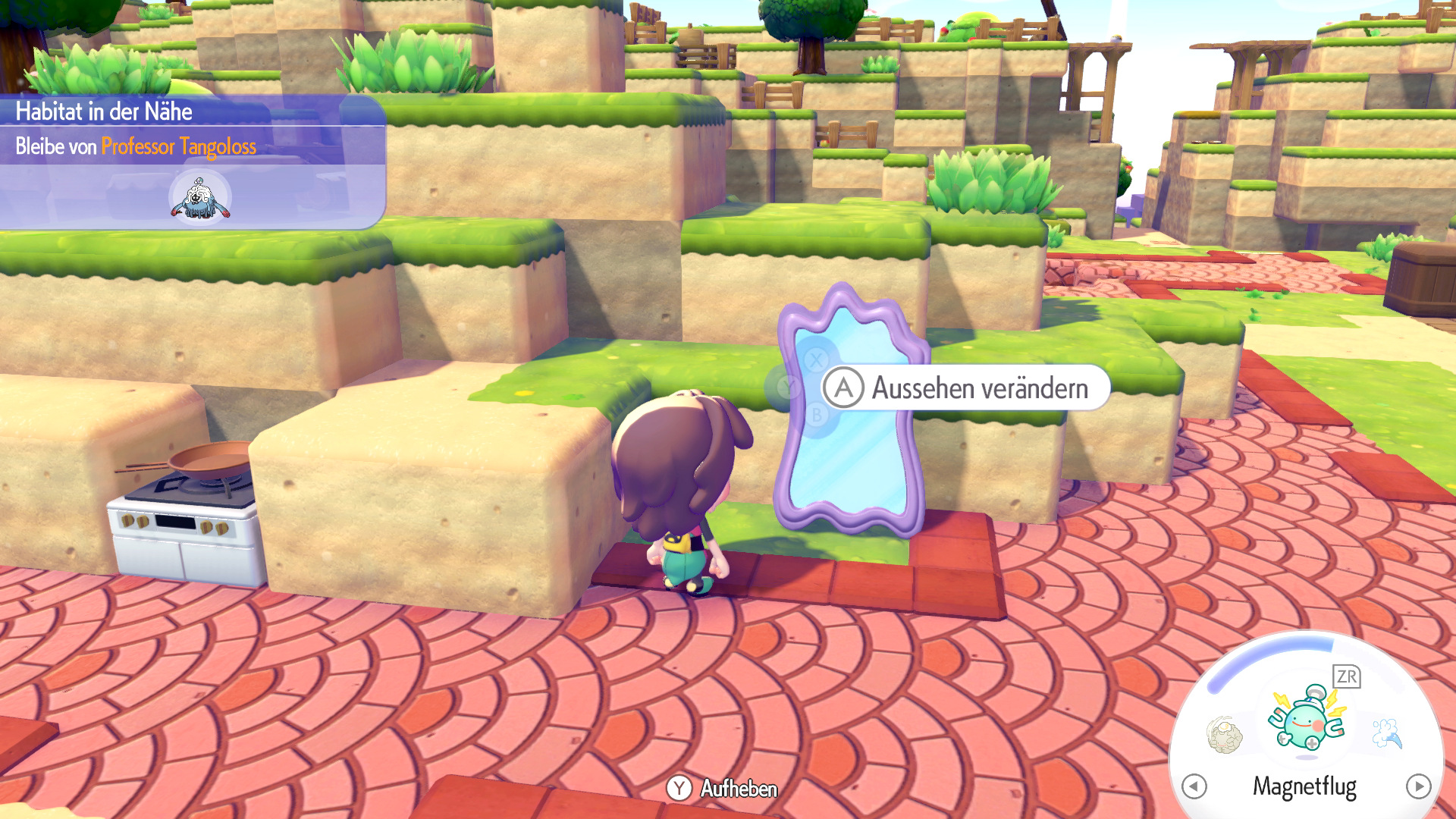 Screenshots zu Outfits ändern in Pokémon Pokopia Screenshots zu Outfits ändern in Pokémon Pokopia