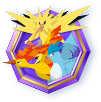 Emblem mit Zapdos, Lavados, Arktos von Pokémon-Sammelkartenspiel-Pocket