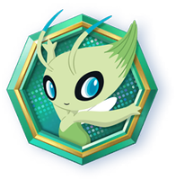 Emblem mit Celebi von Pokémon-Sammelkartenspiel-Pocket