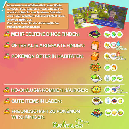 Pokémon Pokopia: Mooslaxos Effekte Infografik