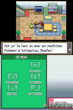 Natürlich zeigen wir auch unserer Mutter, voller Stolz, unser erstes Pokémon!