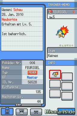  Trainer-Memo zum Starter-Pokémon Feurigel 