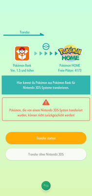 Screenshot des Transfers