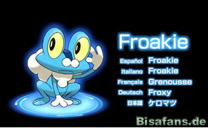 Der neue Wasser-Starter Froxy sowie eine mögliche Multiplayer-Szene. Der neue Wasser-Starter Froxy sowie eine mögliche Multiplayer-Szene.