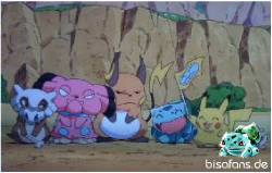 Pikachu und Bisasam feuern an Pikachu und Bisasam feuern an