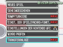 Neuer Menüpunkt Transferanlage   Neuer Menüpunkt Transferanlage