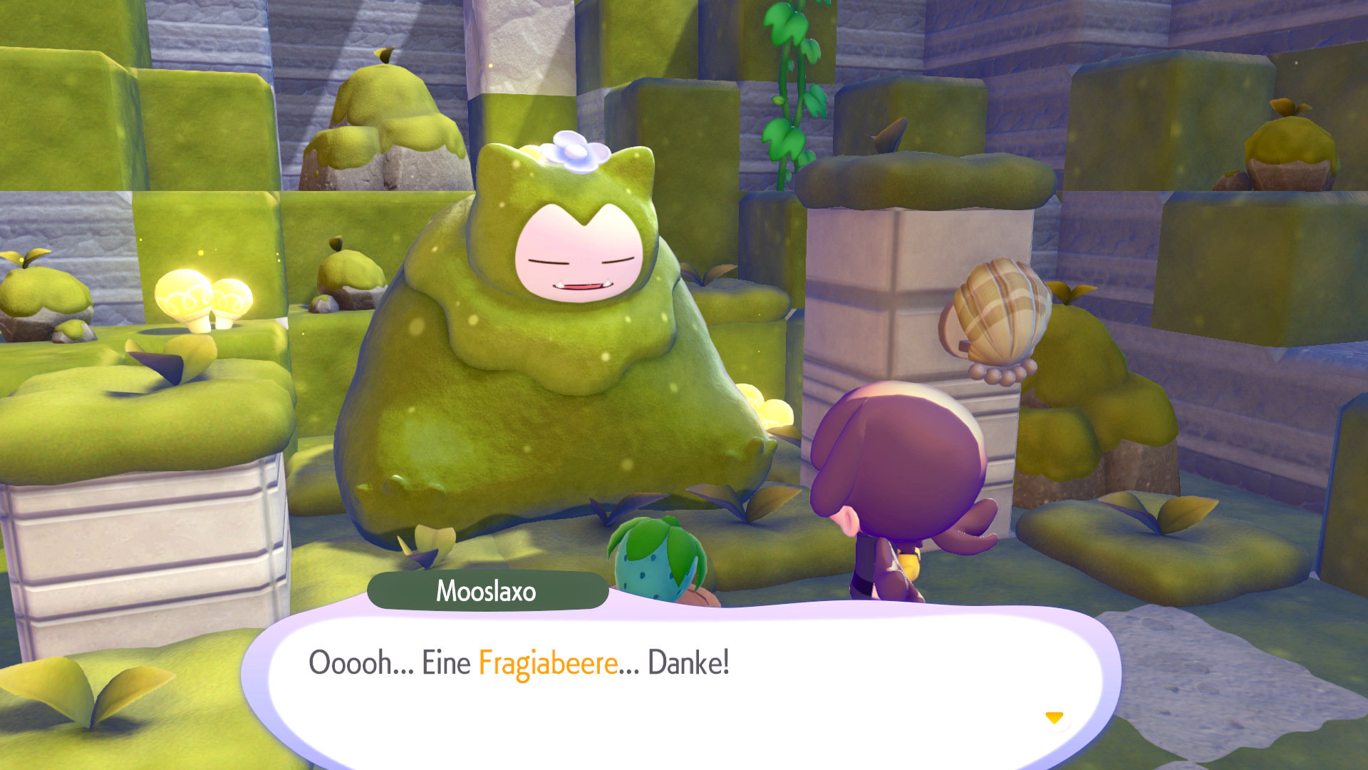 Screenshots zu Mooslaxo in Pokémon Pokopia Screenshots zu Mooslaxo in Pokémon Pokopia